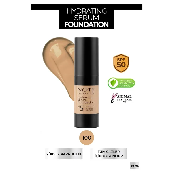 Note Hydrating Hyaluronik Asitli SPF 50 100 30 ml Serum Fondöten