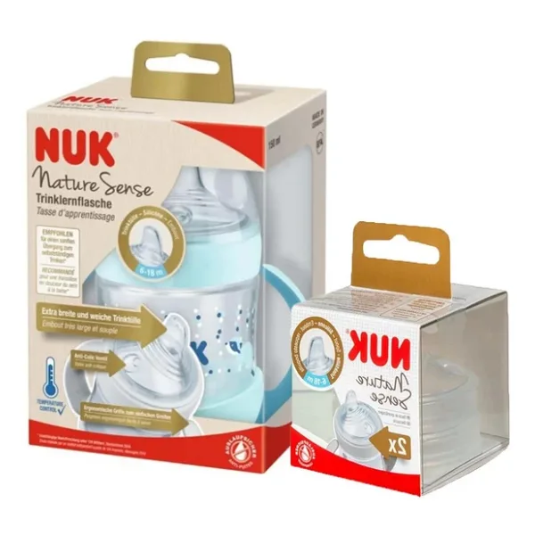 Nuk Nature Sense Isı Göstergeli Pp Alıştırma Bardağı 150 Ml / 2 Adet Yedek Başlık Mavi