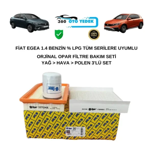 OPAR 55179793 Fiat Egea 1.4 Filtre Bakım Seti Yağ > Hava > Polen Filtresi
