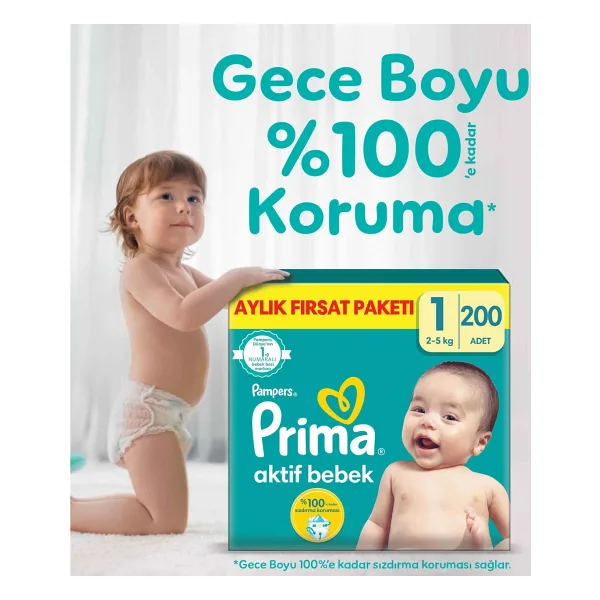 Prima Aktif 1 Numara Yenidoğan 200'lü Bebek Bezi
