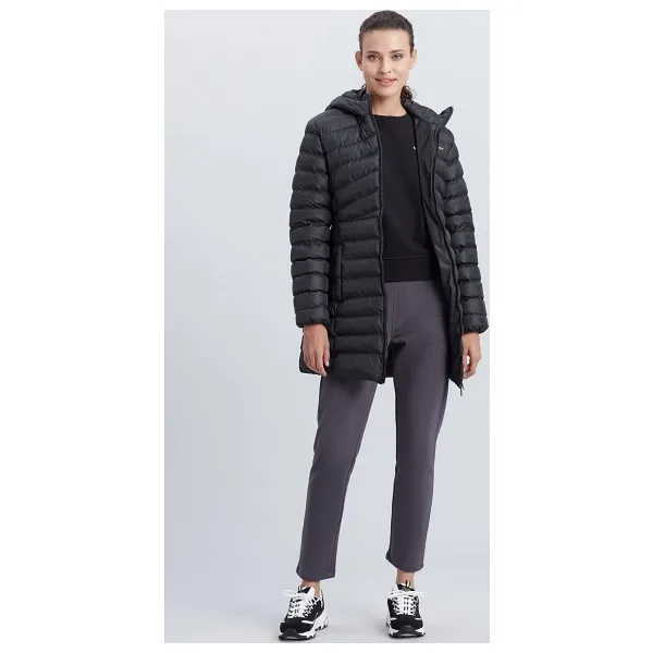 Skechers Essential Maxi Length S212005-001 Kapüşonlu Siyah Kadın Şişme Mont