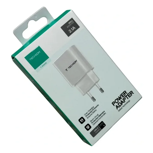 TECHSON 2.1A 5V USB Tekli Şarj Adaptörü Şarj Başlığı S10A10