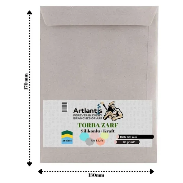 Torba Zarf 13x17 Cm Kraft 90 Gr Silikonlu 25li 1 Paket Artlantis 130x170 Mm Torba Zarf Kraft 25 Li 1 Paket