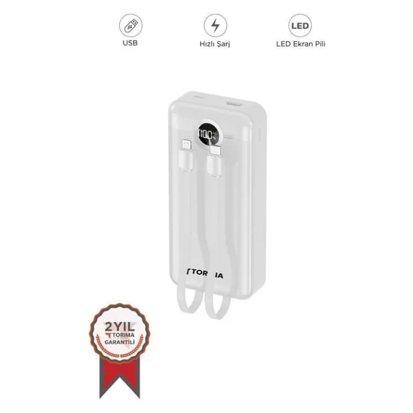 Torima TRM-1015 Beyaz 10000 mAh Hızlı Şarj Powerbank