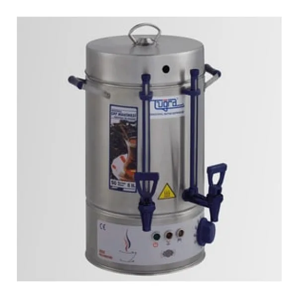 Tuğra Elektrikli Semaver 50 Bardak 6 Litre Ekoçay Çay Makinesi Otomatı Çaycı Krom