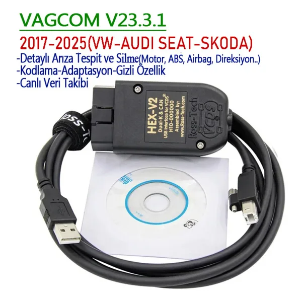 vagparts Vagcom Vcds 2017-25 Arıza Tespit Kodlama Gizli Özellik Adaptasyon - Hex V2