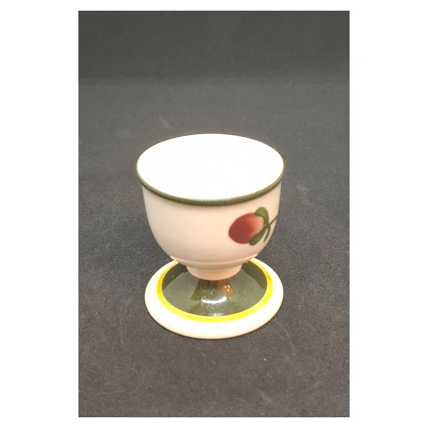 Villeroy & Boch Mettlach El Boyaması Vintage Yumurtalık Çiçekli 1 Adet - Krem - Siyah