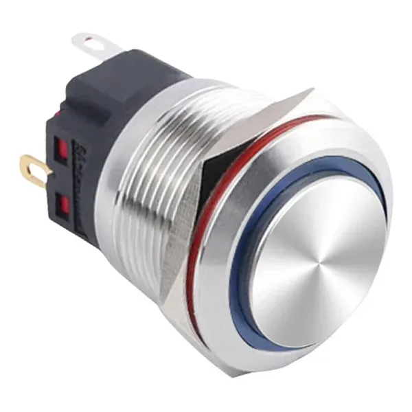 WD22B-G1Z-E 22mm Çıkık Anahtarlı Işıklı Metal Buton - Mavi