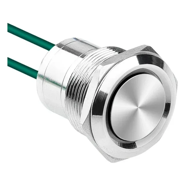 WD22D1-P2-E 22mm Düz Yaylı Kablolu Metal Buton