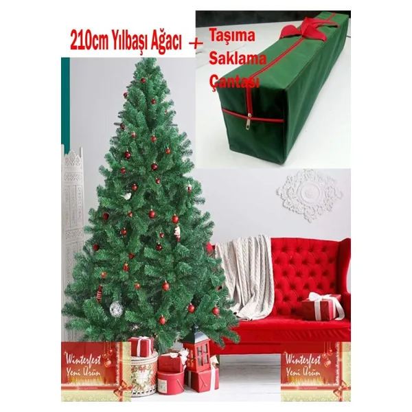 Winterfest 210 cm 800 Dallı Yılbaşı Ağacı Taşıma Çantalı
