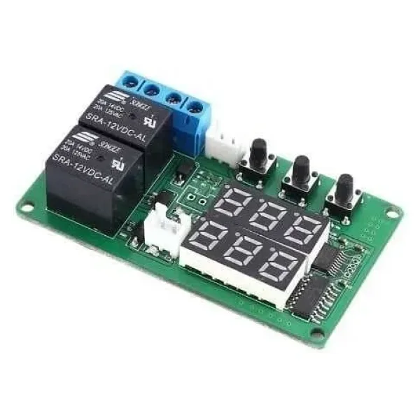 12V 2 Kanal Röle Çıkışlı Dijital Termostat - Kırmızı/Kırmızı