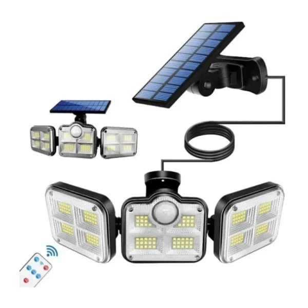 AKIN PAZAR Solar Güneş Enerjili 112 Ledli 4,7 Metre Kablolu Hareket Sensörlü Bahçe Aydınlatma Sokak Lambası