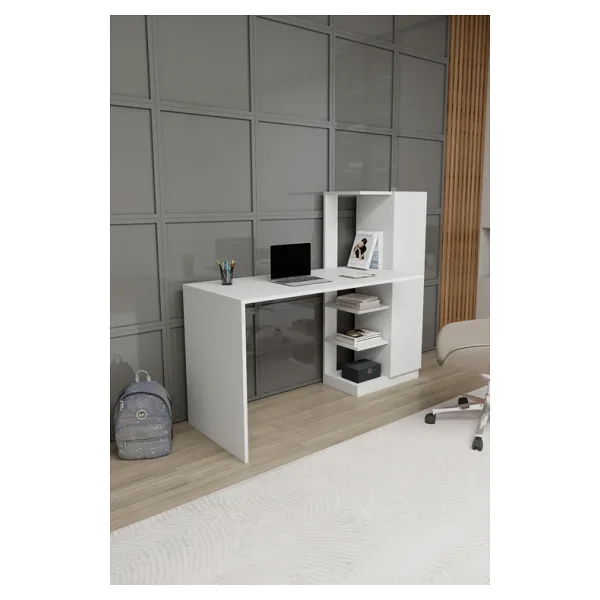 Arnetti Dolaplı Çalışma Masası Yağız Beyaz