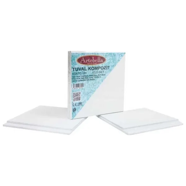 Artebella Preslenmiş Tuval Kompozit 10x10cm 4'lü Set