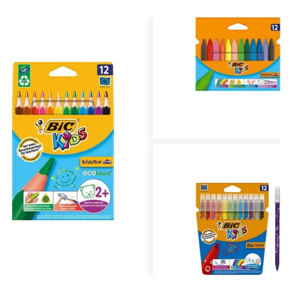 Bic 12li Boya Seti ( Okul Seti + Pastel Boya + Keçeli Kalem)