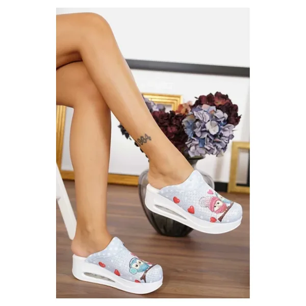 Blum Sabo Terlik Mavi Baykuş Kadın Air Max Tam Ortopedik Anatomik Hastene, Doktor, Hemşire, Aşçı Blum Sabo Terlik