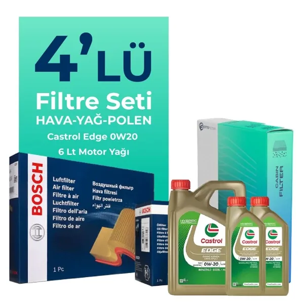 Bosch Volvo S90 2.0 Dizel D5 Filtre Bakım Seti Castrol Motor Yağlı 2016-2022 4 Lü