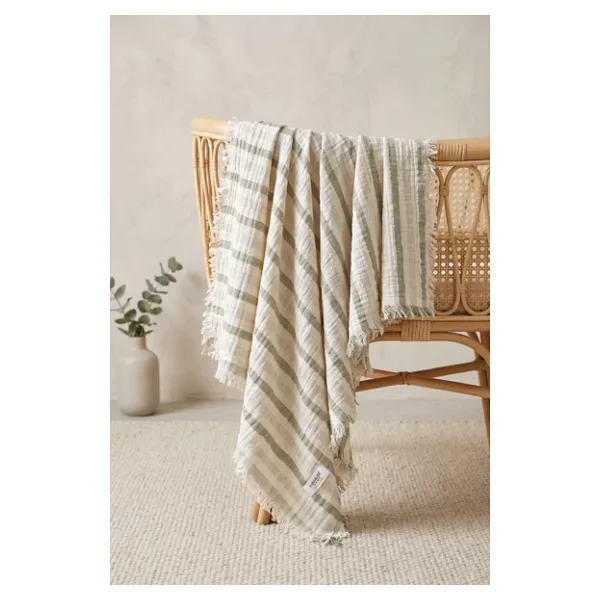 Çift Katlı Müslin Bebek Pike Örtü Yenidoğan Battaniyesi 85X95 cm Bebek Pikesi Puset Örtüsü Haki
