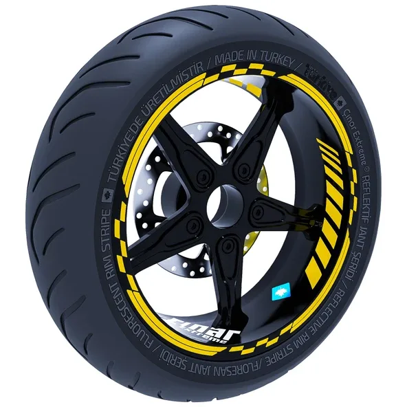 Çınar Extreme Reflektif Koyu Sarı Moto Gp Iç Dış Jant Şeridi Takım Sticker
