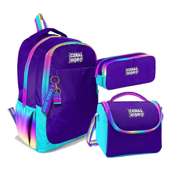 Coral High SET0123662 Rainbow Fermuarlı 3'lü Okul Çanta Seti