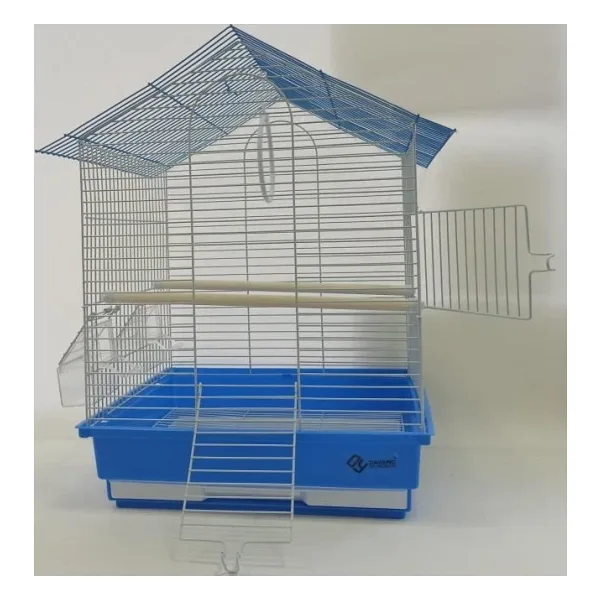 Dayang Çift Kapılı Çatılı 35x28x46 cm Mavi Muhabbet Kuşu Kafesi