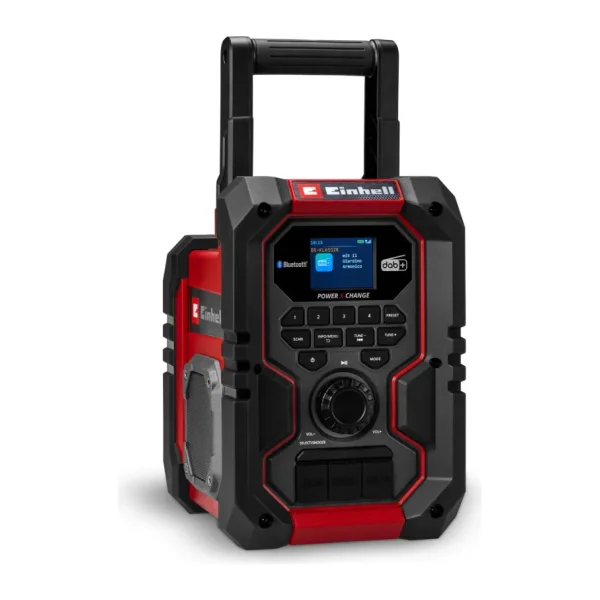 Einhell Akülü Radyo TE-CR 18 Li DAB+/FM/BT - Solo Power X-Change (18 V, DAB+, FM, Bluetooth, AUX, USB, otomatik istasyon arama, TFT renkli ekran, IP65)