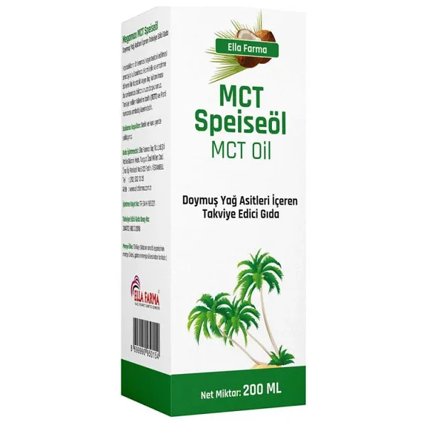Ella Farma MCT Speiseöl MCT Oil 200 ml Cam Şişe