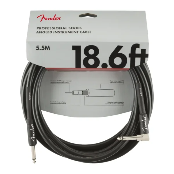 Fender Profesyonel Düz/Açılı Siyah 5.5 Metre Gitar Kablosu