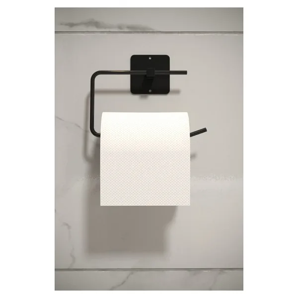 HKN HOUSE Yapışkanlı Siyah Kare Açık Tuvalet Kağıtlığı Wc Kağıtlık Tuvalet Kağıdı Askısı