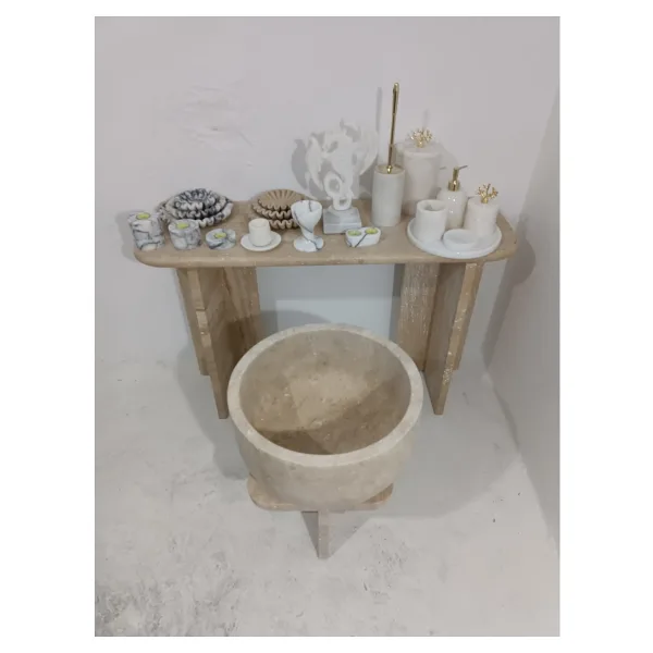 Home Mermer Kurna-çanak Model Traverten-hamam Kurnası-banyo Kurnası-ev Hediyesi-mermer Ev Aksesuarlar