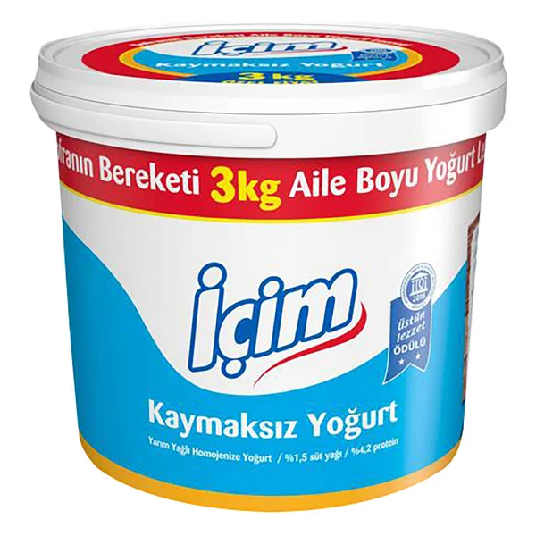 İçim Yarım Yağlı Kaymaksız Yoğurt 3 kg