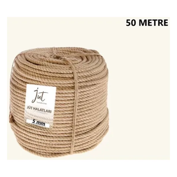 Jütburada Jüt Halat 5 Mm 50 Metre Hasır Dekor Süsleme İp