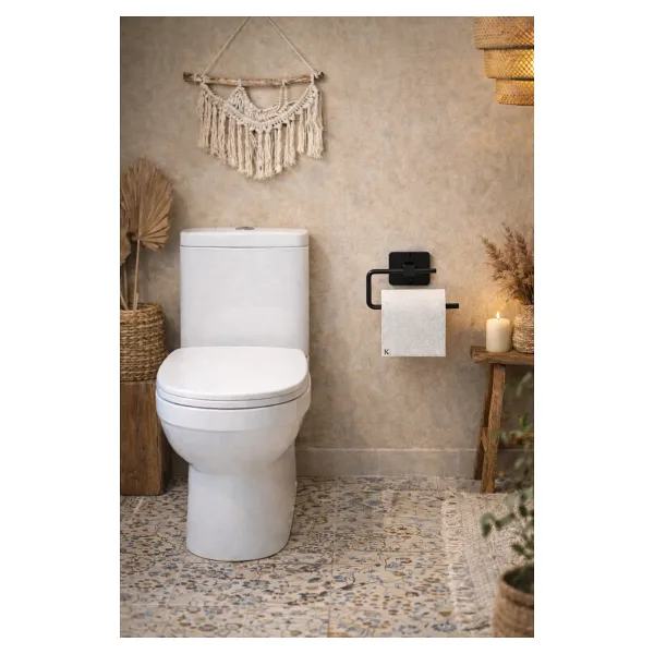 KARTEYA Yapışkanlı Siyah Tuvalet Kağıdı Tutacağı/tuvalet Wc Kağıtlık
