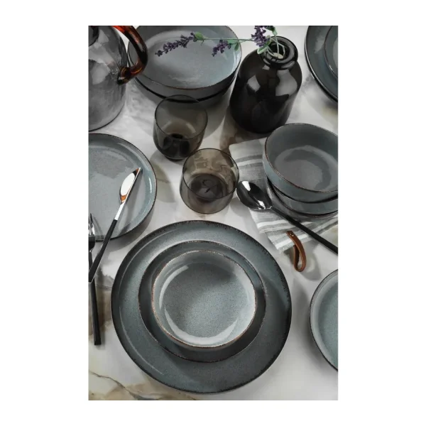 Kütahya Porselen Pearl Moderna Mavi 24 Parça 6 Kişilik Yemek Takımı
