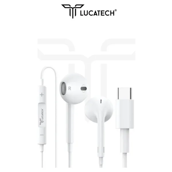 Lucatech Samsung S25 / S25 Plus / S25 Ultra Uyumlu Type-C Girişli Kablolu Kulaklık - Beyaz