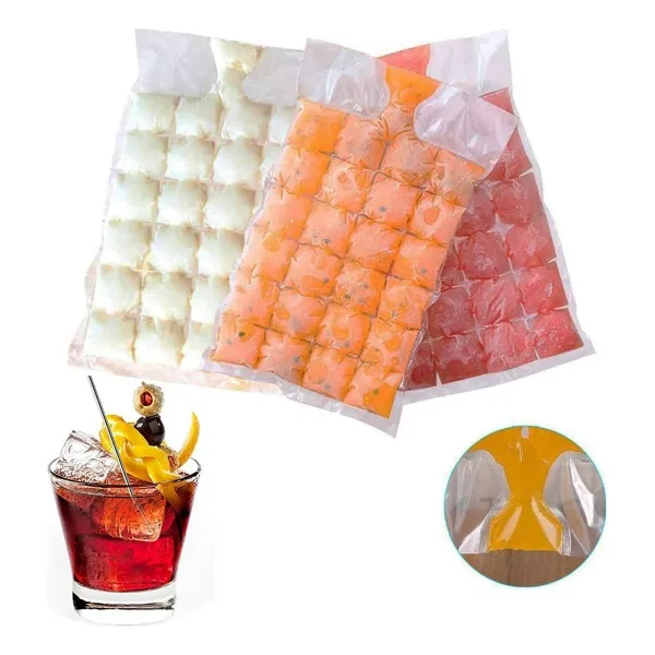 Monte Lua 2 Paket 480 Adet Buz Küpü, Buz Torbası, Kolay Çıkarılan Buz Küpü Kalıp Tepsileri, Dondurucu, Kokteyl, Kemik Suyu Torbası Dondurma Meyve Suyu için Kendinden Sızdırmaz Buz Küpü Torbaları