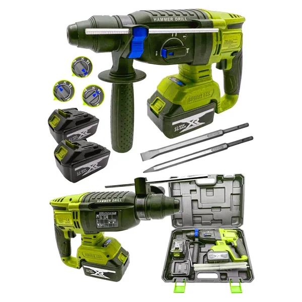 MOONSHOP Şarjlı 2.6 Kg Kırıcı Delici Çift Akülü 124 Vf 3 Fonksiyon Kırıcı-Delici-Kırıcı Delici Hilti Matkap