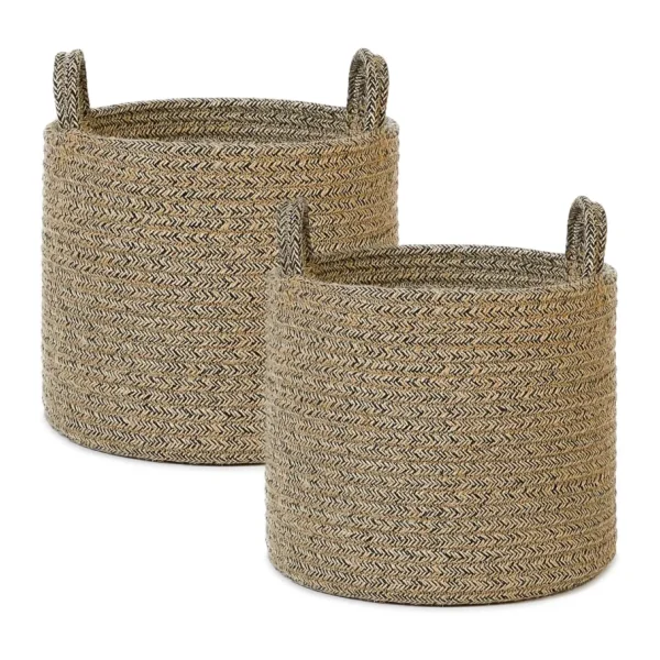 Ocean Home Textile 2'li Siyah Kırçıllı Jüt Halat Sepet Set 26 x 22 cm