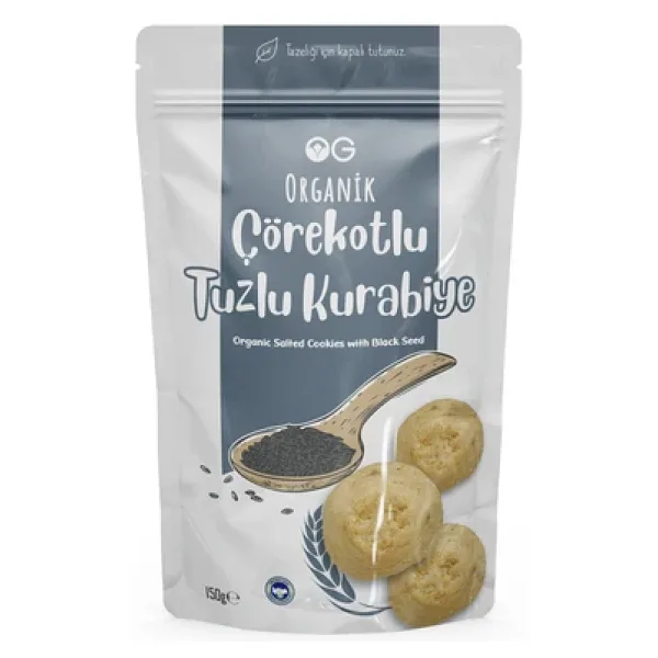OG Natural Organik Çörekotlu Tuzlu Kurabiye 150 gr