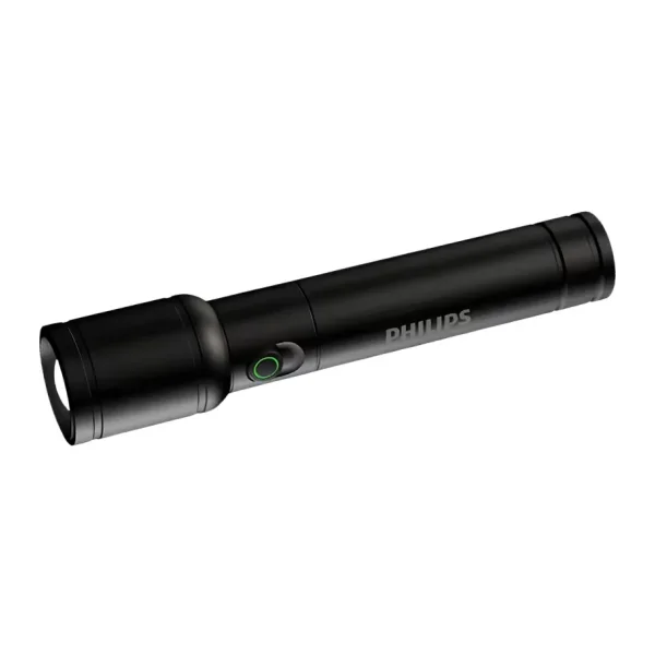 Philips SFL2124 Teleskopik Zoom, 250 Lümen Max Işık Gücü, Sos Modu ve Metal Gövdeli Şarj Edilebilir Uzun Menzilli 5W LED El Feneri - Siyah
