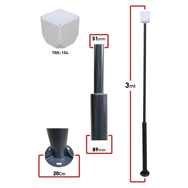 TRK 3 METRE 89x51x2MM (+TRK-154 KÜP İLE BİRLİKTE) KAMERA DİREK 7016 DÜZ MAT ANTRASİT FIRIN BOYALI