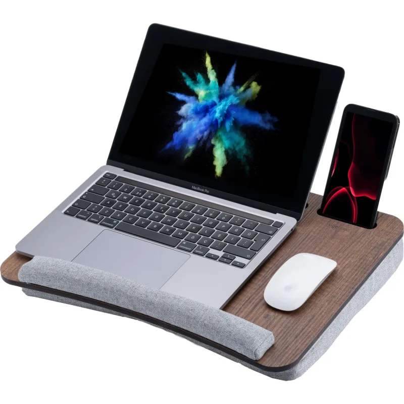 Vigo Wood Minderli Laptop Sehpası 13" ve 15.6" Taşınabilir Notebook, Tablet ve Telefon Bölmeli Masa - Y: 8cm D: 33cm G: 43cm - Meşe
