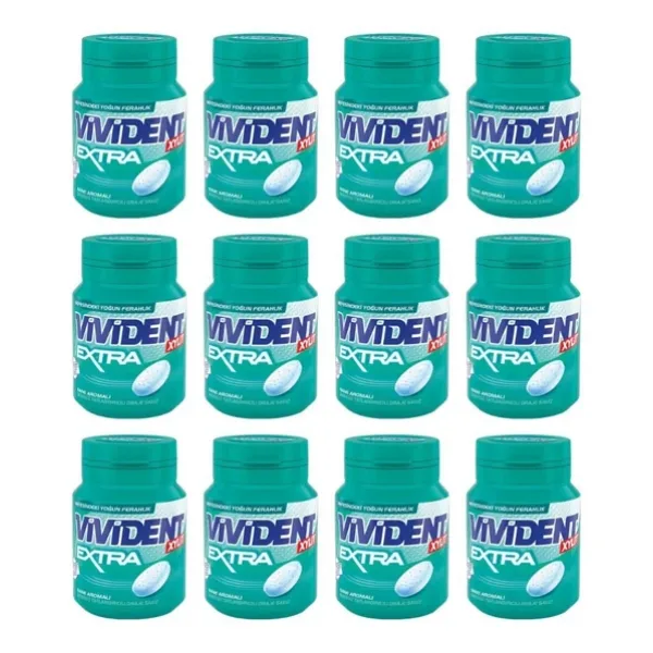 Vivident Xylıt Extra Nane Aromalı Şekersiz Tatlandırıcılı Draje Sakız 12 x 63 G