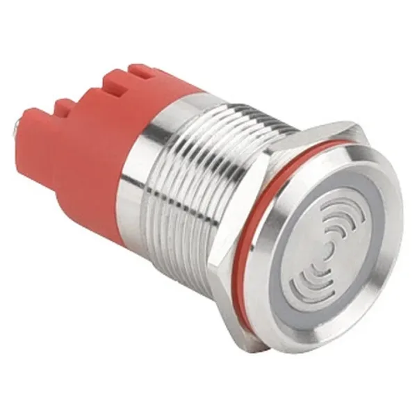 WD19F-P0-S12VR LX 19mm Sabit Sesli Işıklı Metal Buzzer - 12V