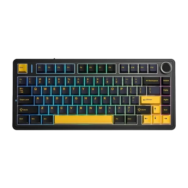 Aula F75 Max Mekanik RGB TKL Reaper Switch Kablosuz Makrolu Hot Swap Klavye Desenli Siyah