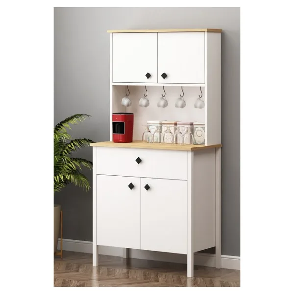 Avm Park Remy Beyaz Kahve Köşesi Dolabı - 18 mm Kaplama Yonga Levha, 80x40x165 cm, Sağlığa Zararsız, Tek Çekmeceli