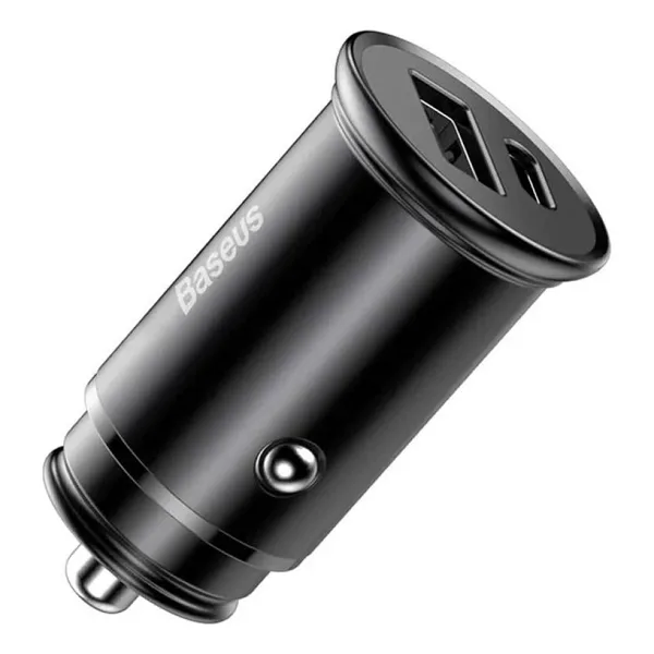BASEUS 30W Circular Metal Usb-A+ Usb-C Araç Hızlı Şarj Cihazı - Siyah