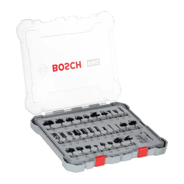 Bosch Professional 30 parçalı freze seti karışık (ahşap için, 6 mm şaftlı freze için)