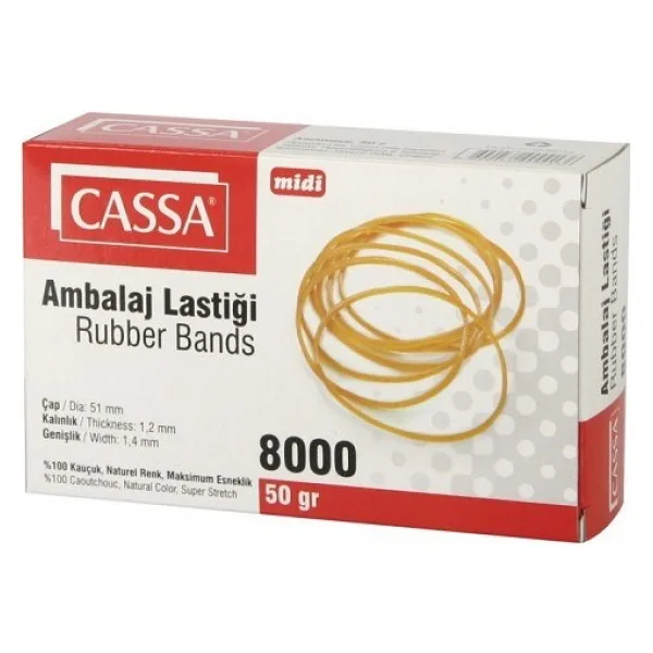 Cassa 8000 Midi Ambalaj Lastiği 50 gr Sarı Renk 51 mm Çap Ölçülerle Kullanıma Uygun