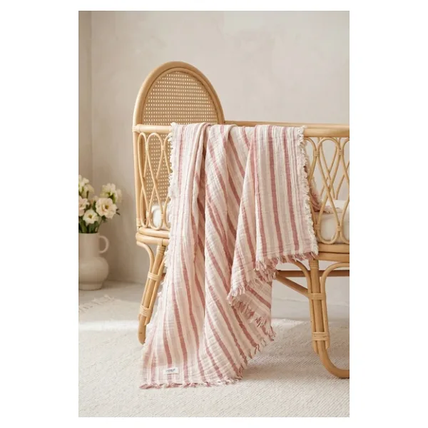 Çift Katlı Müslin Bebek Pike Örtü Yenidoğan Battaniyesi 85X95 cm Bebek Pikesi Puset Örtüsü Kiremit